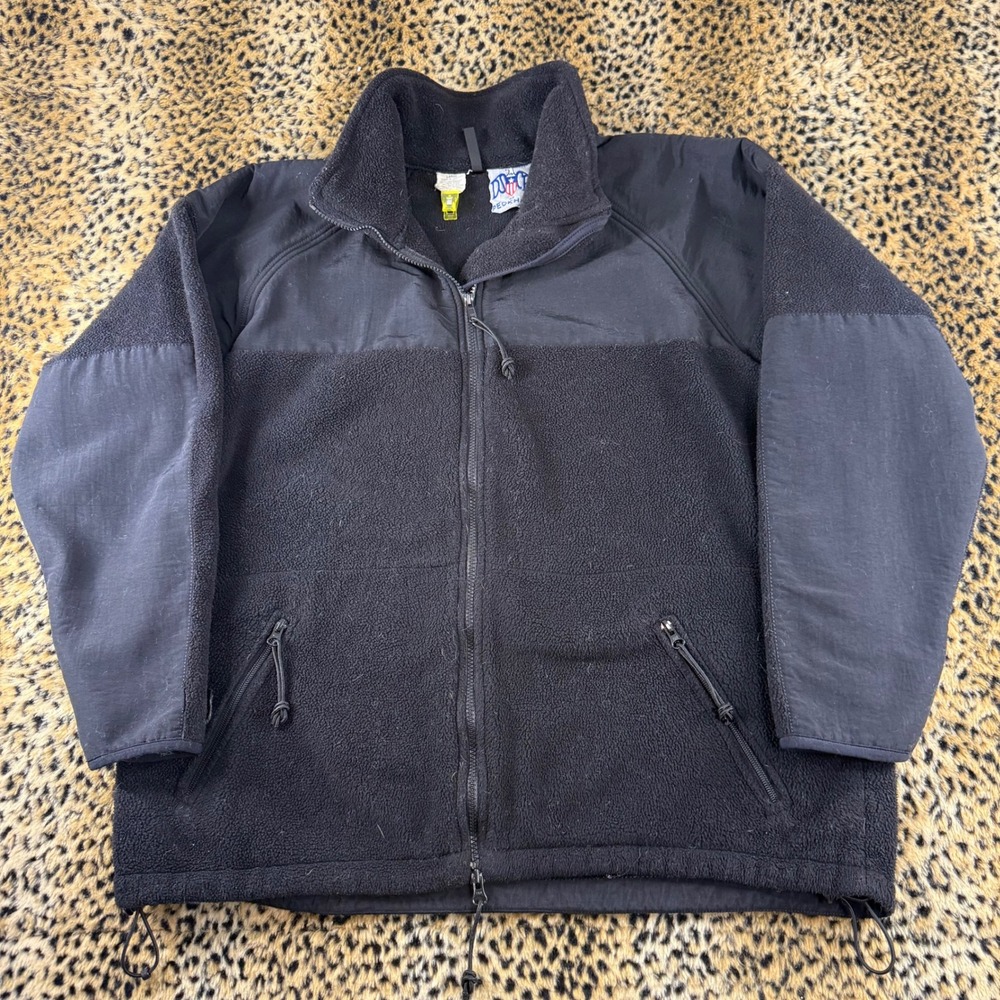 Vintage Peckham Military Fleece Jacket Black Full Zip Tactical Mens Large 1100